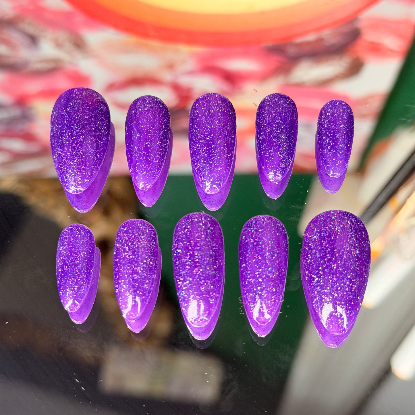 Purple glitter💜✨ – Luxury Handmade Press-On Nails Full Set