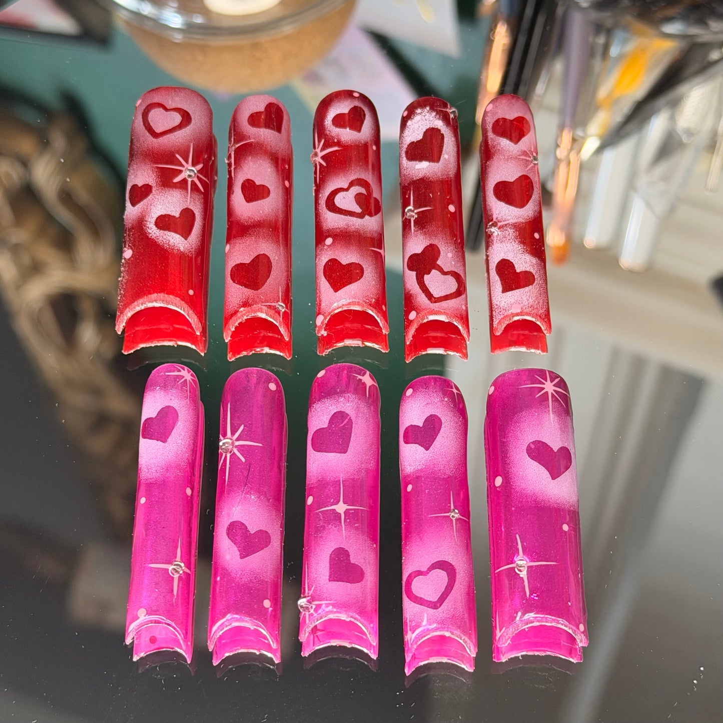 Hearts on hearts❤️💕 – Luxury Handmade Press-On Nails