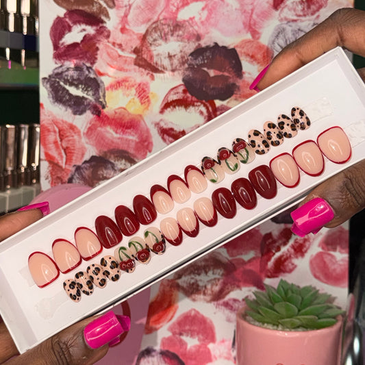 Cool red🐆🍒 – Luxury Handmade Press-On Nails Full Set